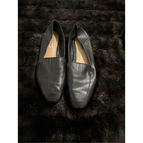 Saks fifth avenue black leather professional flats shoes classy 8.5 - Picture 2 of 5